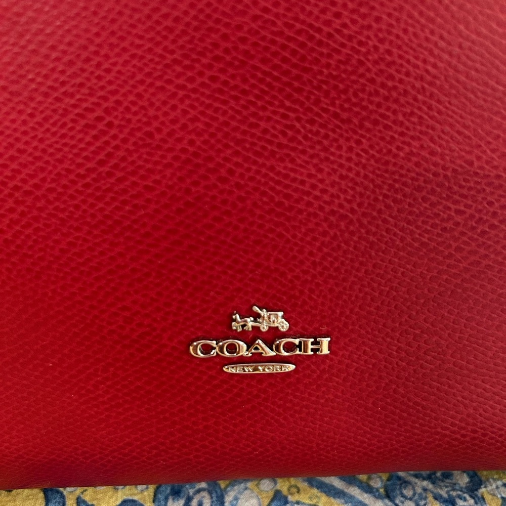 NWT Red leather Coach tote - Picture 6 of 9
